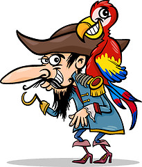 Image showing pirate with parrot cartoon illustration
