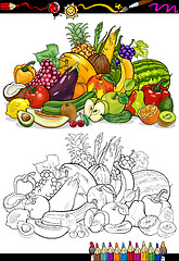 Image showing fruits and vegetables for coloring book