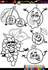 Image showing cartoon fruits set for coloring book
