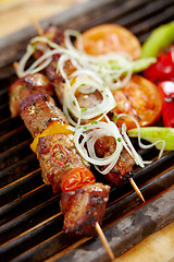 Image showing grilled pork meat, pork kebab