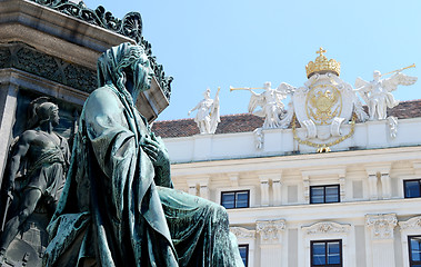 Image showing Detail of the monument to Kaiser Franz I against the Hofburg in 