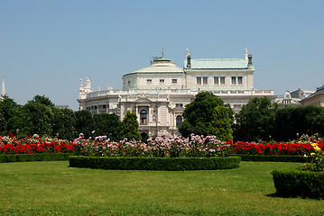 Image showing Burgtheater, as seen from the Volksgarten in Vienna