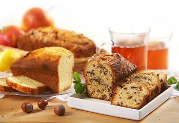 Image showing sweet bread with raisins and nuts