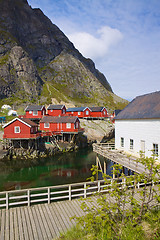 Image showing Fishing huts in Norway