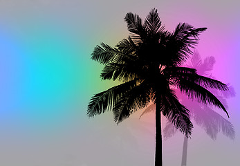 Image showing Palm Trees Sunset Retro