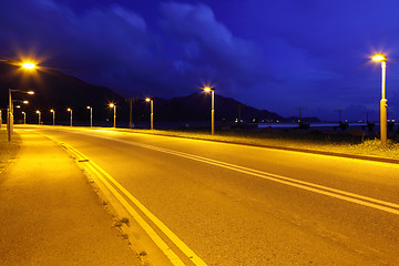 Image showing Asphalt road at night