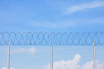 Image showing Chain link fence with barbed wire 