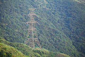 Image showing Power Tower on mountain 