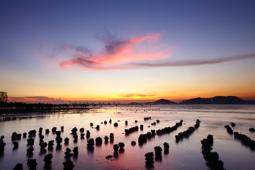 Image showing Sunset coast