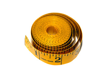 Image showing Portrait of a Measuring tape against a soft light