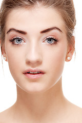 Image showing natural beautiful woman face closeup portrait