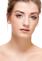 Image showing natural beautiful woman face closeup portrait