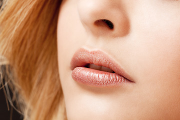 Image showing beautiful young woman portrait natural lips makeup macro