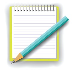 Image showing notebook and pencil on white background