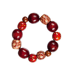 Image showing bracelet made of wood red and brown