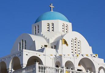 Image showing White and blue Greek church