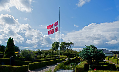 Image showing Danish flag at half mast