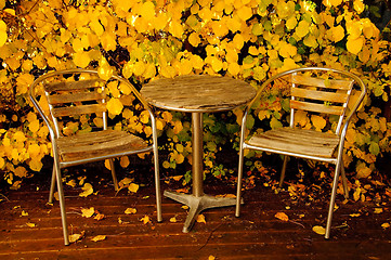 Image showing Garden furniture in autumn