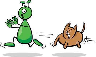 Image showing alien and dog cartoon illustration