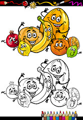 Image showing cartoon citrus fruits for coloring book