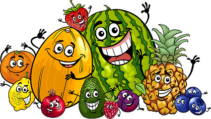 Image showing funny fruits group cartoon illustration