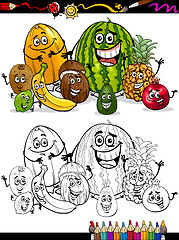 Image showing cartoon tropical fruits for coloring book