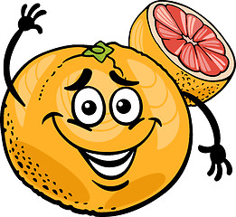 Image showing red grapefruit fruit cartoon illustration
