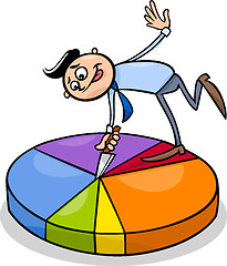 Image showing businessman on circle chart cartoon