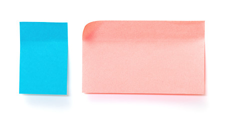 Image showing Blue and pink paper sticky stickers