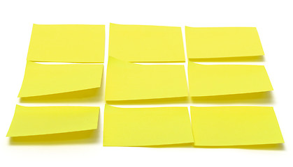 Image showing Set of yellow paper sticky stickers