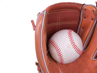Image showing Baseball Being Caught In A Baseball Glove
