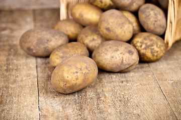 Image showing basket with fresh potatoes