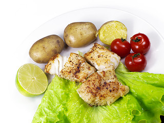 Image showing Fried white fish on a plate