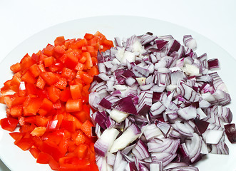 Image showing Red onion and pepper