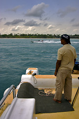 Image showing man and  catamaran 