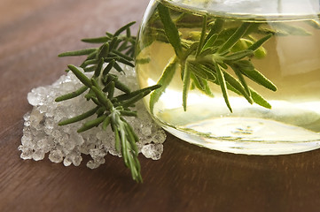 Image showing Essential Oil with rosemary and sea salt