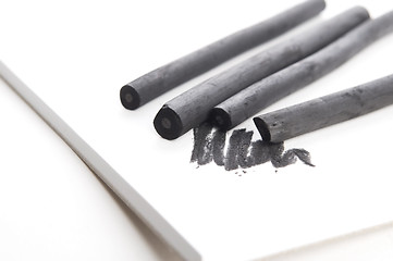 Image showing Artist's black charcoal with smudge