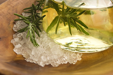 Image showing Essential Oil with rosemary and sea salt