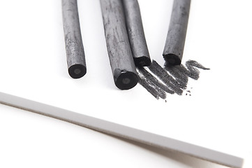 Image showing Artist's black charcoal with smudge