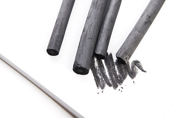 Image showing Artist's black charcoal with smudge