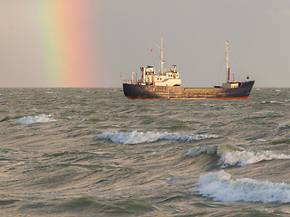 Image showing Small coastal vessel in the waters of the dutch Ijsselmeer