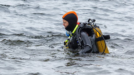 Image showing Scuba gear, woman