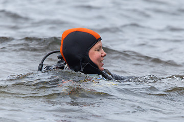 Image showing Scuba gear, woman