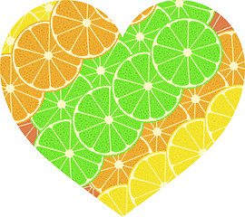Image showing citrus fruit heart. Isolated on white background