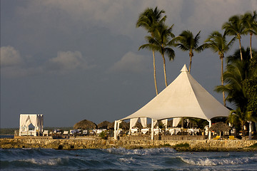 Image showing tourist tent coastline