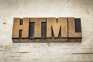 Image showing html acronym in wood type