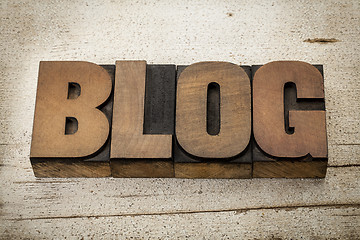 Image showing blog word in wood type