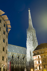 Image showing St. Stephens Cathedral  Stephansplatz night scene Vienna Austria