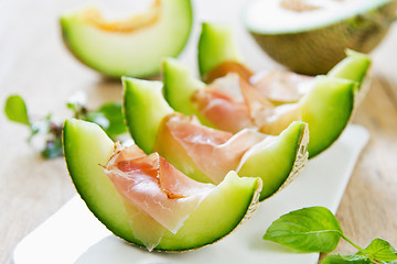 Image showing Melon with Prosciutto