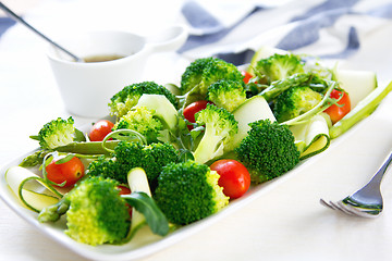 Image showing Broccoli with Asparagus and Zucchini salad